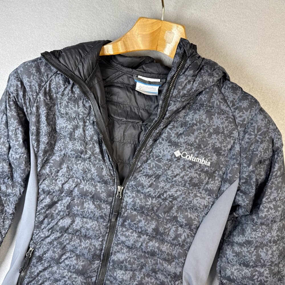 Columbia Womens Puffer Jacket Size XS Gray Quilted Zip Pockets Hooded Ultralight
